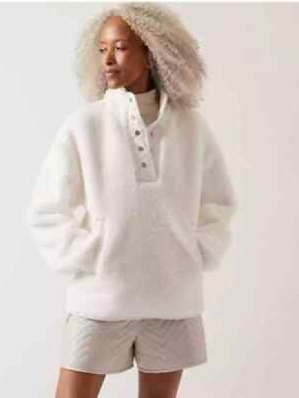 Athleta Cozy Sherpa Snap Sweatshirt | XL